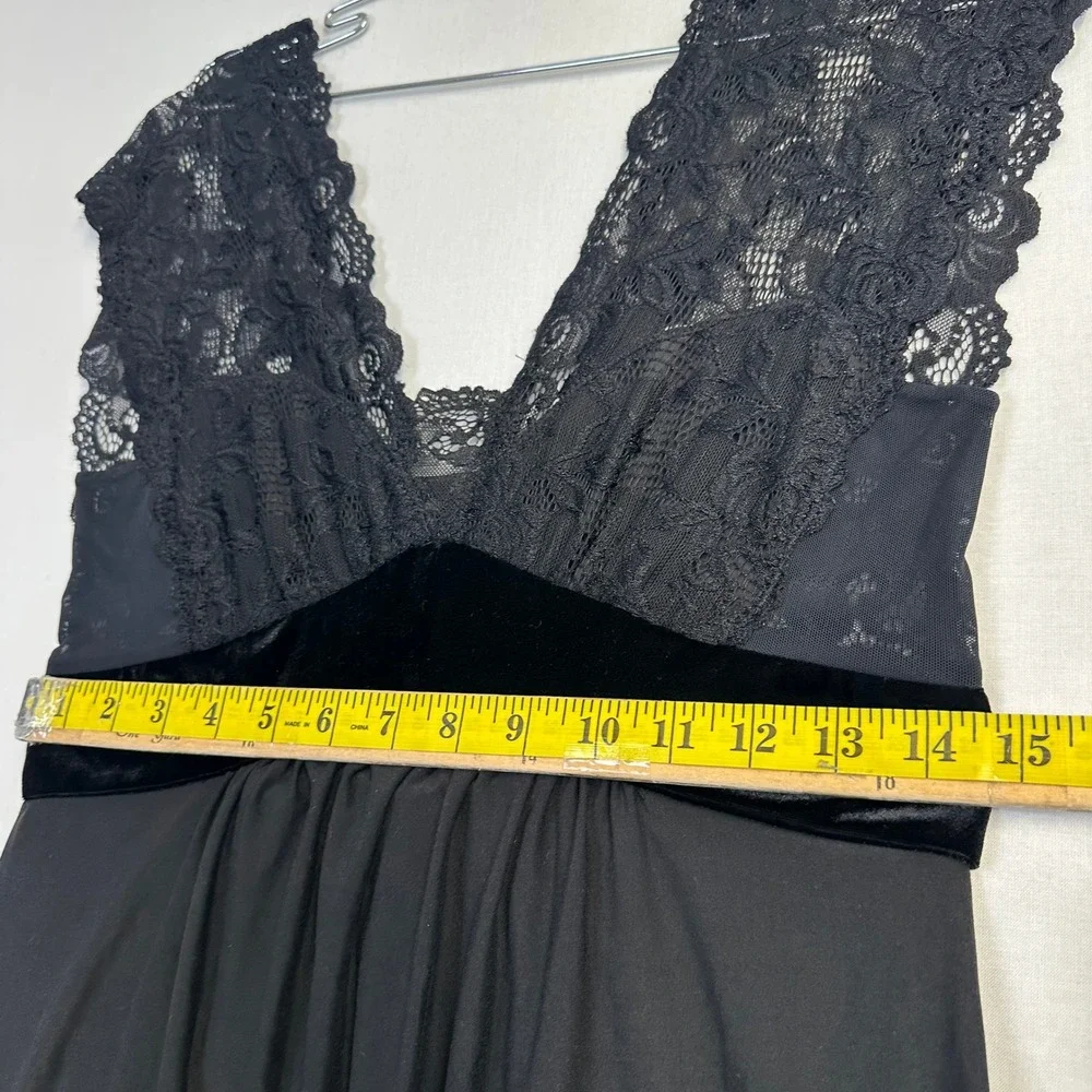 Jonquil‎ Diane Samandi LET020 Lace Maxi Nightgown Black Women's XS/S Petite